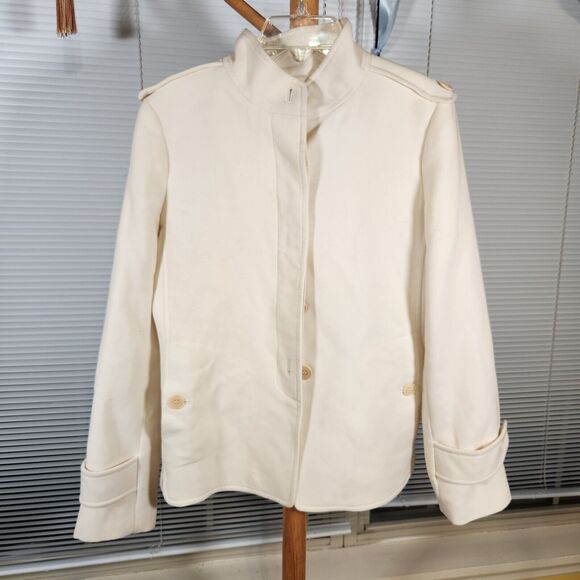 Talbots 6P $179 Wool Blend The Grace Fit Mock Neck Lined Classic Ivory Coat - Picture 1 of 8